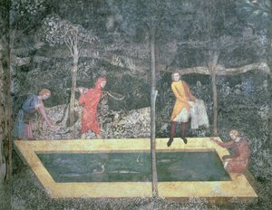 मछली तालाब, स्टैग रूम से, 1343 द्वारा फ्रेंच स्कूल