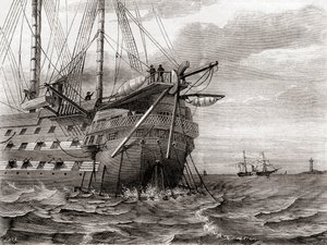 HMS Agamemnon ट्रान्साटलांटिक टेलीग्राफ केबल बिछा रहा है, 2 अगस्त द्वारा फ्रेंच स्कूल
