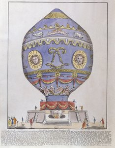 21 नवंबर, 1783 को चेटो डी ला मुएट में मोंटगॉल्फियर ब्रदर्स बैलून प्रयोग द्वारा फ्रेंच स्कूल