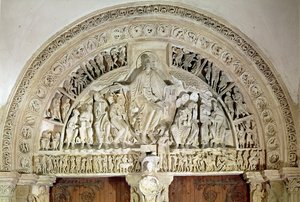 सेंट्रल पोर्टल के tympanum से Pentecost, c.1120 द्वारा फ्रेंच स्कूल