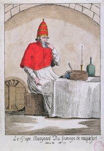रोक्फोर्ट पनीर खाने वाला पोप, 1791 द्वारा फ्रेंच स्कूल