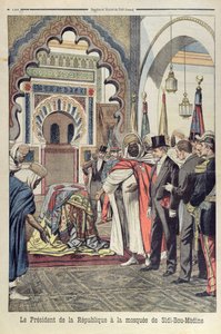 फ्रांसीसी गणराज्य के राष्ट्रपति एमिल लुबेट (1838-1929) सिदी बू मेडिन, अल्लेमिया, अल्जीरिया की मस्जिद का दौरा, ले पेटिट जर्नल से चित्रण, 3 मई 1903