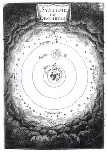 रेन डेसकार्टेस का सौर मंडल (1596-1650) एलेन मैनसन मैलेट (1630-1706) 1683 द्वारा विवरण डी लुएनवर्स से द्वारा फ्रेंच स्कूल
