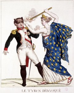 द अनमास्क्ड तानाशाह - "" नेपोलियन 1 में, कैरिकेचर, डमी कलेक्शन", c. 1814. द्वारा फ्रेंच स्कूल