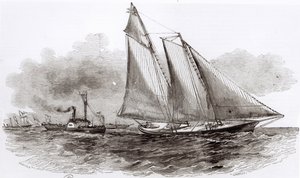 1851 के काउ रेजेटा में ले मोंटे इलस्ट्रे, 1851 से यॉट अमेरिका ने बढ़त ले ली द्वारा फ्रेंच स्कूल