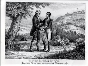 यंग नेपोलियन बोनापार्ट (1769-1821) ने 1789 में Pasquale Paoli (1725-1807) से मुलाकात की, JA Galetti, पेरिस, 1863 द्वारा कोर्सिका की एक पुस्तक द्वारा फ्रेंच स्कूल