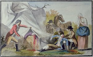 15 जून 1785 को बुनलोगेन के पास फ्रेंकोइस पिलात्रे डी रोज्ज़ियर (1754-85) की मौत एक मोंगोल्फ़ेरियन गुब्बारे में चैनल को पार करने की कोशिश के बाद हुई द्वारा फ्रेंच स्कूल