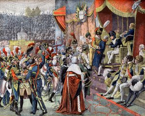 "ले पेटिट जर्नल" में 1804 में क्रॉस ऑफ़ द लीजन डी'होनूर का पहला वितरण द्वारा फ्रेंच स्कूल