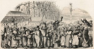 पेरिस में बुलेवार्ड बॉर्डन पर हैम मेला - एडमंड टेक्सियर 1852 द्वारा "झांकी-डी-पेरिस" में उत्कीर्णन द्वारा फ्रेंच स्कूल