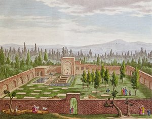 शिराज में महान फ़ारसी कवि हाफ़िज़ शिराज़ी की कब्र (सी। 1325-सी .133) द्वारा फ्रेंच स्कूल