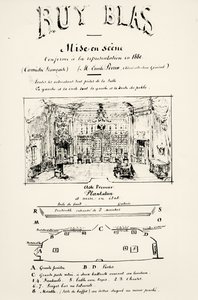 विक्टर ह्यूगो (1802-85), 1880 द्वारा रूय ब्लास (1838) के अधिनियम I के लिए थिएटर कार्यक्रम द्वारा फ्रेंच स्कूल