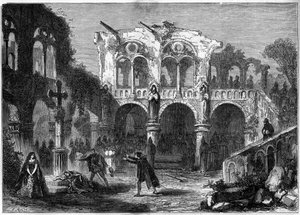 नाट्य प्रस्तुतीकरण: अगस्टे वैक्क्वेरी (1819-1895) द्वारा "द फ्यूनरिल्स ऑफ ऑनर" (अधिनियम VII, अंतिम दृश्य)। पेरिस, थिएटर डे ला पोर्टे सेंट मार्टिन द्वारा फ्रेंच स्कूल