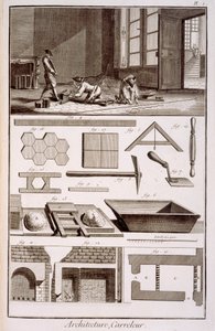 टाइल बिछाने, डाइडोट्स एनसाइक्लोपीडी से, 1751-72 द्वारा फ्रेंच स्कूल
