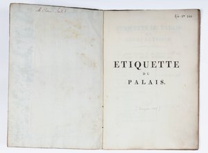 शिष्टाचार के शीर्षक पृष्ठ du Palais, Lucca, 1805 (मुद्रित पत्र) द्वारा फ्रेंच स्कूल