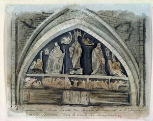 निकोलस फ्लेमेल का मकबरा (c.1330-1418) Cimetiere des Innocents में (कागज पर wc) द्वारा फ्रेंच स्कूल