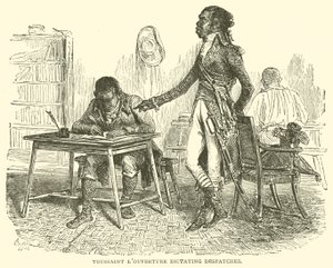 Toussaint L'Ouverture डिक्टेटिंग डिस्पैच (उत्कीर्णन) द्वारा फ्रेंच स्कूल