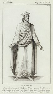 VI सिएकल, रेग्ने डे क्लोटायर II, क्लॉटेयर II (उत्कीर्णन) द्वारा फ्रेंच स्कूल