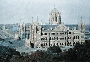 विक्टोरिया टर्मिनस, बॉम्बे, गिलोट द्वारा उकेरा गया, c.1910 (कलर लिथो) द्वारा फ्रेंच स्कूल