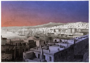 अल्जीयर्स का दृश्य। (उत्कीर्णन, सीए। 1850) द्वारा फ्रेंच स्कूल