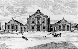 जीन-बैप्टिस्ट आंद्रे गोडिन (1817-88), पेरिस, 1871 के समाधान सोसाइटीज से स्कूलों और थिएटर, गुइल की फैमिलिस्टरी का दृश्य द्वारा फ्रेंच स्कूल