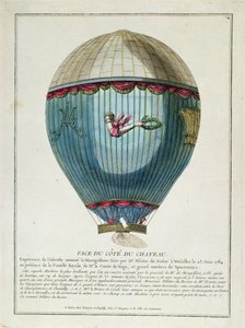 23 जून, 1784 को फ्रांकोइस पिलात्रे डी रोज्ज़ेर (1754-85) द्वारा वर्साय में इस्तेमाल किए गए गुब्बारे का दृश्य द्वारा फ्रेंच स्कूल
