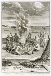 वर्जिनियन वार्टसिंग फायर एंड रेज़ोइलिंग को विचारशील खतरे से मुक्ति दिलाई गई है, बर्नार्ड पर्टर्ट (1673-1733) 1721 द्वारा उत्कीर्ण धार्मिक अनुष्ठानों और रीति-रिवाजों से दृष्टांत द्वारा फ्रेंच स्कूल