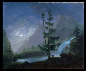 मूनलाइट द्वारा पोंट dEspagne के पास झरना, c.1833
