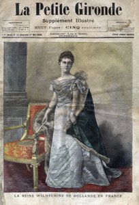 ऑरेंज-नासाउ की विल्हेल्मिन (1880-1962), 1890 से 1948 तक नीदरलैंड की रानी, विलियम III की बेटी, उसने अपनी बेटी जुलियाना के पक्ष में त्याग दिया। मई १८९८ से "ला पेटीट गिरोंडे" का कवर (उत्कीर्णन) द्वारा फ्रेंच स्कूल