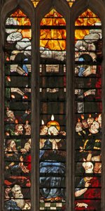 Pentecost को दर्शाती विंडो w103 द्वारा फ्रेंच स्कूल
