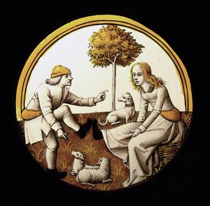 विंडो w70 जो अनिश्चितता को दर्शाता है (Jeu de quintaine) द्वारा फ्रेंच स्कूल