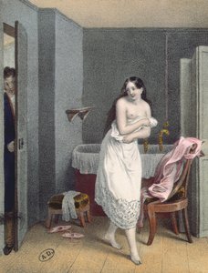 महिला अपने स्नान से बाहर हो रही है, c.1825