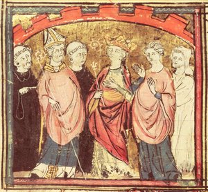 F.73r डेगोबर्ट I (605-39), फ्रांस के राजा, ग्रैंड क्रोनिक्स डे फ्रांस से 1375-79 द्वारा फ्रेंच स्कूल