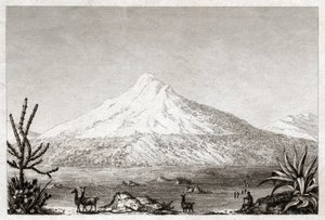 चिम्बोराजो ज्वालामुखी। (उत्कीर्णन, सीए। 1840) द्वारा फ्रेडरिक अलेक्जेंडर बैरन वॉन (बाद) हम्बोल्ट