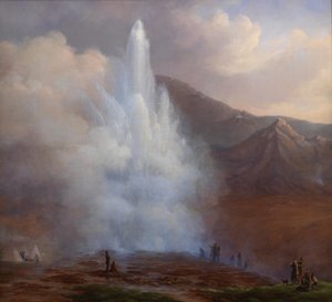 1834 में आइसलैंड में ग्रेट गीजर का विस्फोट द्वारा फ्रेडरिक थिओडोर क्लॉस