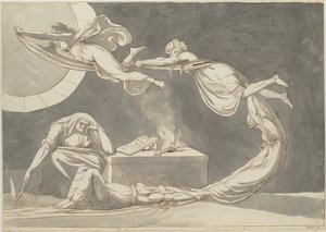 1779 में वेदी पर एक चुड़ैल के साथ जादू का दृश्य। द्वारा फ्यूस्ली
