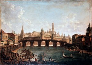 मॉस्को क्रेमलिन और बोल्शॉय कामनी ब्रिज ग्रेटर स्टोन ब्रिज से देखें, 1810