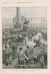 क्रीमियन युद्ध का अंत: चेरिंग क्रॉस, लंदन, अप्रैल 1856 में शांति की घोषणा (फोटोग्राव्योर) द्वारा जीएस (बाद) अमातो