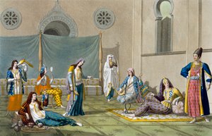 जूल्स फेरारियो द्वारा &39;ले कॉस्ट्यूम एंसियन एट मॉडर्न&39;, वॉल्यूम I, प्लेट 47 से फारसी हरेम, प्रकाशित c.1820s-30