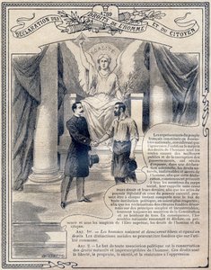 1789: मनुष्य और नागरिक के अधिकारों की घोषणा: समानता। में उत्कीर्णन "नैतिकता और नागरिक शिक्षा की अनूठी पुस्तक, प्राथमिक विद्यालय के तीन पाठ्यक्रमों और लाइसी और कॉलेजों की प्राथमिक कक्षाओं के छात्रों के लिए अभिप्रेत है, द्वितीय पार