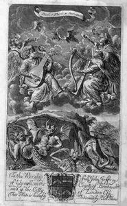 स्वर्ग और नर्क का दृश्य, जोहान्स किप (1652 / 3-1722) द्वारा उकेरी गई एंथनी ले ग्रैंड द्वारा 'द प्रिंसिपल्स ऑफ फिलॉसफी' की पुस्तक 1 भाग 3 के परिचय से चित्रण।