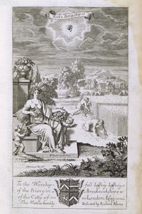 मिचेल वैन डर गुआच (1660-1725), 1694 द्वारा उत्कीर्ण एंथनी ले ग्रांड द्वारा &39;द प्रिंसिपल्स ऑफ फिलॉसफी&39; की पुस्तक 1 भाग 2 अध्याय 16 का चित्रण, द ईश्वर ऑफ द ईयर द हार्वेस्ट, चित्रण