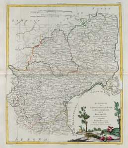 रूंगेरू के साथ लैंगडोक, फिक्स और रूसो के शासन, 1777 में वेनिस में प्रकाशित एंटोनियो जट्ट, प्राइवेट कलेक्शन द्वारा वेनिस में प्रकाशित सबसे नए एटलस के टोम I से लिया गया। द्वारा जी। जुलियानी