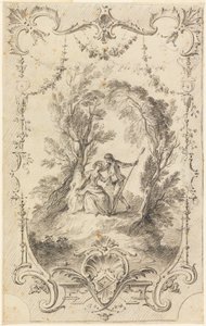 ईगर शेफर्ड (L&39;Oeuvre gravé de Watteau, 1739 में प्लेट 247 के लिए प्रारंभिक ड्राइंग) द्वारा गेब्रियल ह्यूक्वियर