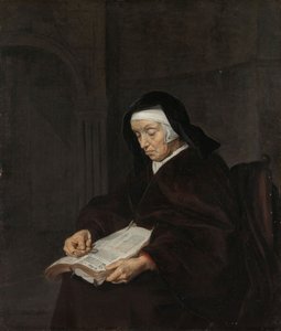 ओल्ड वुमन मेडिटेटिंग, c.1661-63 द्वारा गेब्रियल मेत्सु