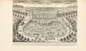 चार्ल्स-एंटोनी जोम्बर्ट, 1766 द्वारा "लेस डेलीस डी वर्सेल्स एट डेस माइसन रॉयल" से मार्ली गार्डन की चरमता द्वारा गेब्रियल पेरेल