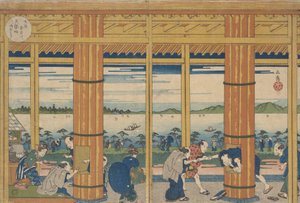 टेम्पोज़न खाड़ी के तट पर स्नान-आश्रय, 1838। द्वारा गाकुटी
