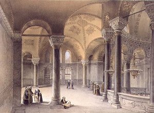 हाघिया सोफिया, प्लेट 14: लुई हाघे द्वारा उकेरी गई ओरिएंटल गैलरी (1806-85) 1852 (लिथो) में प्रकाशित द्वारा गैसपार्ड (बाद में)
