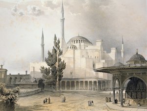 1852 में प्रकाशित लुई हेघे (1806-85) द्वारा उत्कीर्ण हागिया सोफिया (प्लेट 15) का आंगन