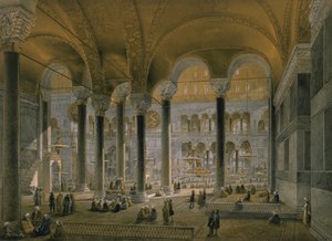 हागिया सोफिया, प्लेट 6: नॉर्थ नेव, लुई हेघे (1806-85) द्वारा उत्कीर्ण 1852 द्वारा गैसपार्ड फोसाटी