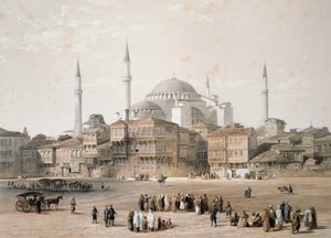 बहाली से पहले हागिया सोफिया (प्लेट 25), लुई हेघे (1806-85) द्वारा उत्कीर्ण 1852 में प्रकाशित